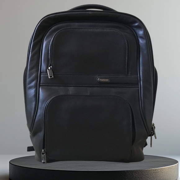 Tumi Black leather Laptop Backpack